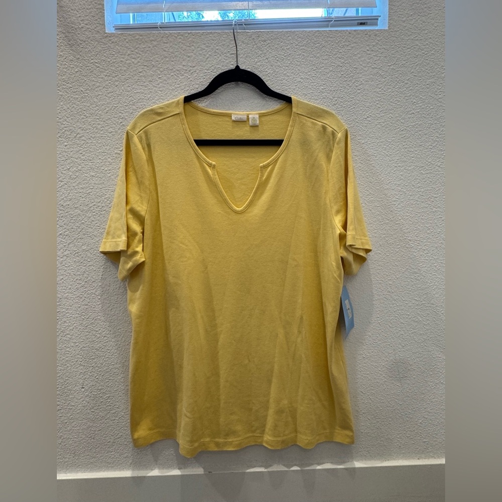 NWT - Caslon yellow cotton short sleeve top